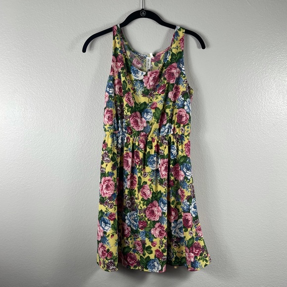 Pink Owl Apparel Rose Floral Sleeveless Stretch Short Dress Open Back Medium - Picture 1 of 9
